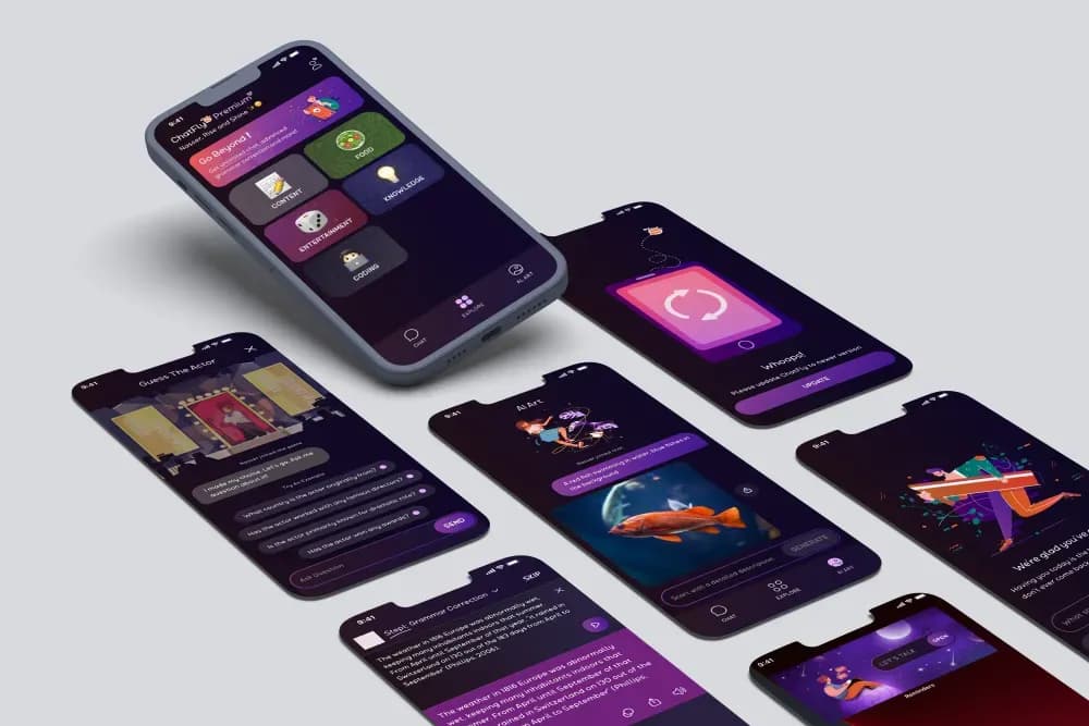 برخی از فریمهای برنامه ChatFly